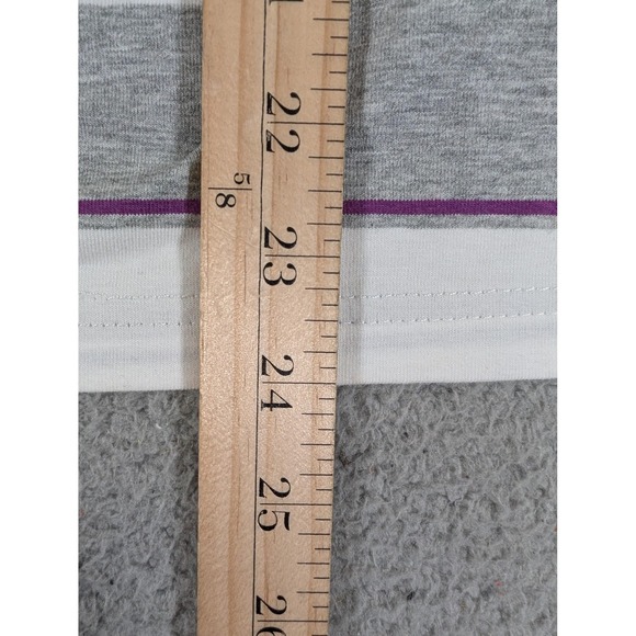 Lacoste Polo‎ Shirt Womens Large Gray Purple Stripe Pique Stretch Croc Logo New - Picture 6 of 8